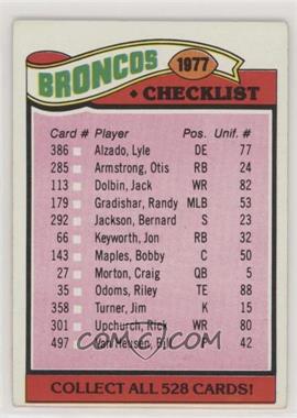 1977 Topps - [Base] #208 - Team Checklist - Denver Broncos