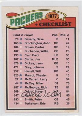 1977 Topps - [Base] #210 - Team Checklist - Green Bay Packers [Poor to Fair]