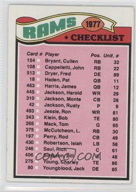 1977 Topps - [Base] #213 - Team Checklist - Los Angeles Rams [Good to VG‑EX]
