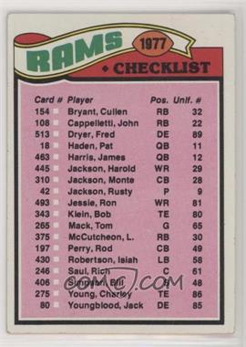 1977 Topps - [Base] #213 - Team Checklist - Los Angeles Rams [Good to VG‑EX]