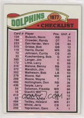 1977 Topps - [Base] #214 - Team Checklist - Miami Dolphins