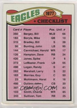 1977 Topps - [Base] #221 - Team Checklist - Philadelphia Eagles [Good to VG‑EX]