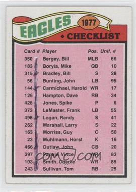 1977 Topps - [Base] #221 - Team Checklist - Philadelphia Eagles [Good to VG‑EX]