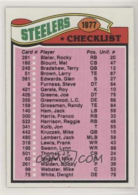 1977 Topps - [Base] #222 - Team Checklist - Pittsburgh Steelers