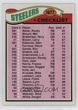 1977 Topps - [Base] #222 - Team Checklist - Pittsburgh Steelers