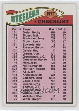 1977 Topps - [Base] #222 - Team Checklist - Pittsburgh Steelers