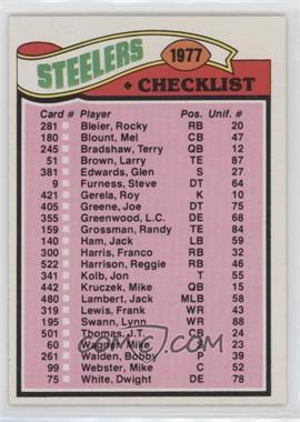 1977 Topps - [Base] #222 - Team Checklist - Pittsburgh Steelers