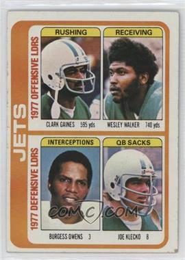 1978 Topps - [Base] #519 - Clark Gaines, Wesley Walker, Burgess Owens, Joe Klecko