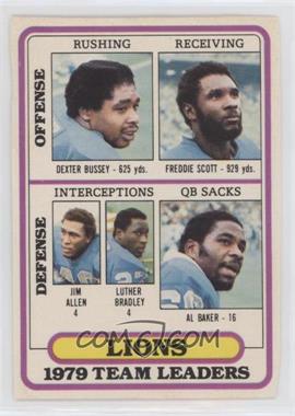 1980 Topps - Team Checklist Poster Cards #488 - Detroit Lions (Dexter Bussey, Freddie Scott, Jim Allen, Luther Bradley, Al Baker)