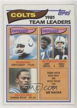 1982 Topps - [Base] #10 - Team Leaders - Curtis Dickey, Larry Braziel, Bruce Laird, Raymond Butler