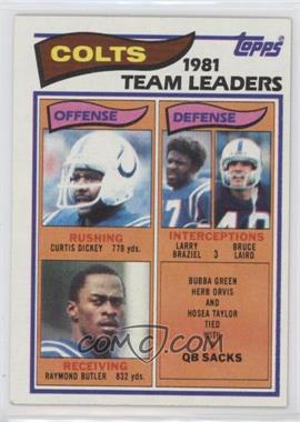 1982 Topps - [Base] #10 - Team Leaders - Curtis Dickey, Larry Braziel, Bruce Laird, Raymond Butler