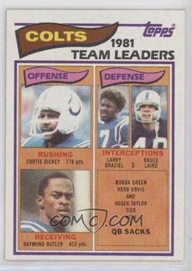 1982 Topps - [Base] #10 - Team Leaders - Curtis Dickey, Larry Braziel, Bruce Laird, Raymond Butler