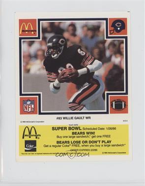1985 McDonald's Chicago Bears - [Base] - Super Bowl Yellow Tab #83 - Willie Gault