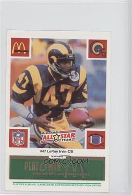 1986 McDonald's Play & Win - All-Star Team - Green Tab #_LEIR - LeRoy Irvin