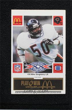 1986 McDonald's Play & Win - Chicago Bears - Black Tab #_MISI - Mike Singletary