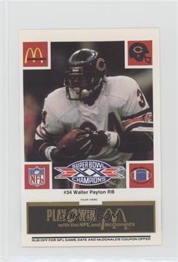 1986 McDonald's Play & Win - Chicago Bears - Black Tab #_WAPA - Walter Payton