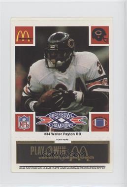 1986 McDonald's Play & Win - Chicago Bears - Black Tab #_WAPA - Walter Payton