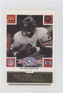 1986 McDonald's Play & Win - Chicago Bears - Black Tab #_WAPA - Walter Payton