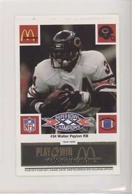 1986 McDonald's Play & Win - Chicago Bears - Black Tab #_WAPA - Walter Payton