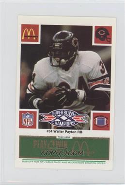 1986 McDonald's Play & Win - Chicago Bears - Green Tab #_WAPA - Walter Payton [Noted]