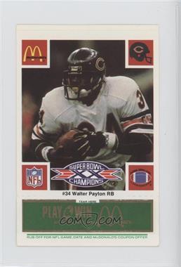 1986 McDonald's Play & Win - Chicago Bears - Green Tab #_WAPA - Walter Payton [Noted]