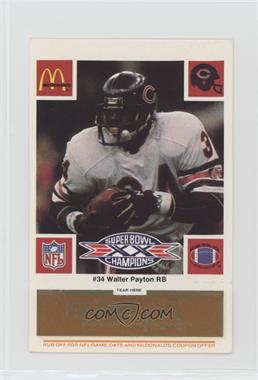 1986 McDonald's Play & Win - Chicago Bears - Orange Tab #_WAPA - Walter Payton