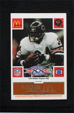 1986 McDonald's Play & Win - Chicago Bears - Orange Tab #_WAPA - Walter Payton