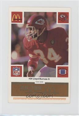 1986 McDonald's Play & Win - Kansas City Chiefs - Orange Tab #34 - Lloyd Burruss