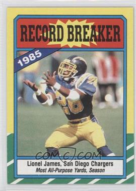 1986 Topps - [Base] #3.2 - Record Breaker - Lionel James (D* on Copyright Line)