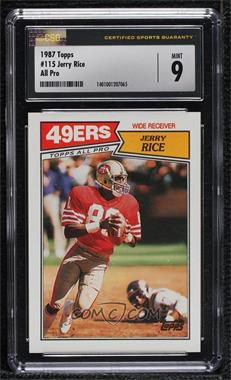 1987 Topps - [Base] #115 - Jerry Rice [CSG 9 Mint]