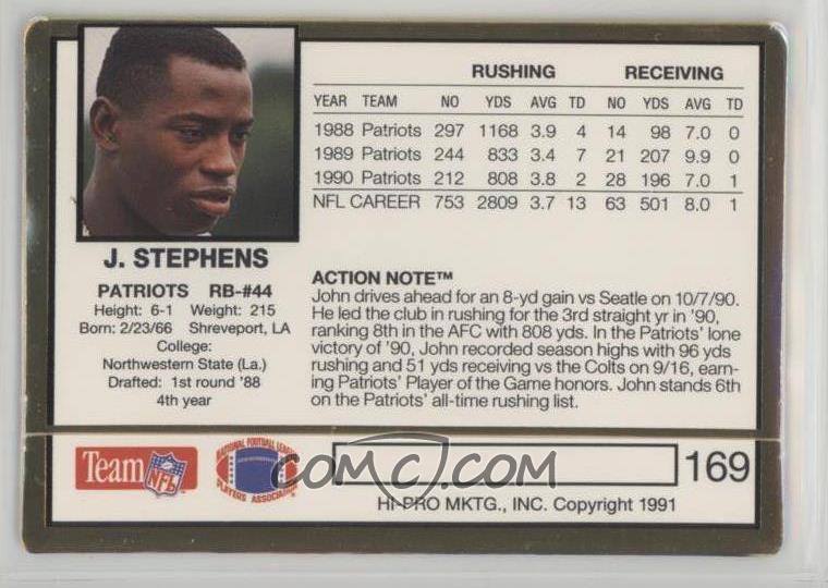 1991 Action Packed Base 169 John Stephens 1991 Action Packed Base 169 John Stephens