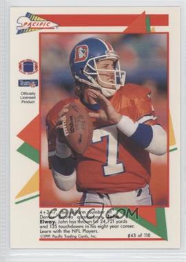 1991 Pacific Flash Cards - [Base] #43 - John Elway