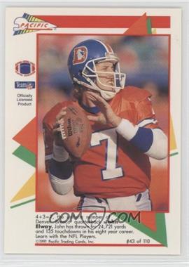 1991 Pacific Flash Cards - [Base] #43 - John Elway [Noted]