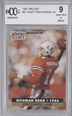 1991 Pro Set - [Base] #41 - Heisman Hero - Vinny Testaverde [BCCG 9 Near Mint or Better]