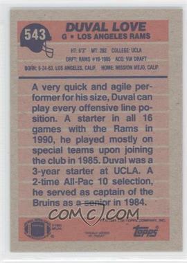 1991 Topps - [Base] - Blank Front #543 - Duval Love