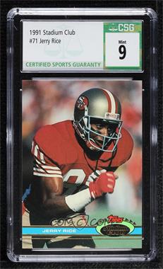 1991 Topps Stadium Club - [Base] #71 - Jerry Rice [CSG 9 Mint]