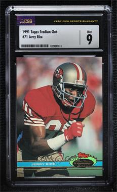 1991 Topps Stadium Club - [Base] #71 - Jerry Rice [CSG 9 Mint]