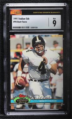 1991 Topps Stadium Club - [Base] #94 - Brett Favre [CSG 9 Mint]