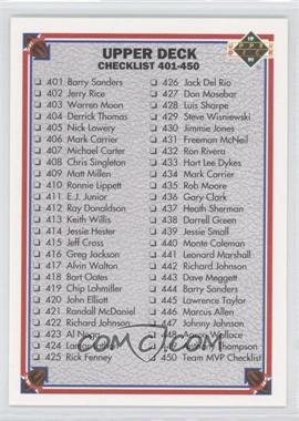 1991 Upper Deck - [Base] #500 - Checklist