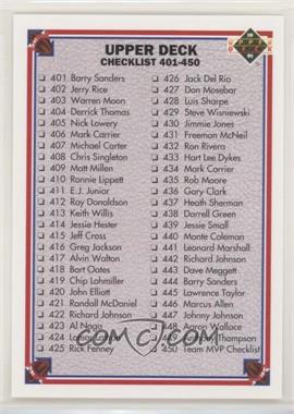 1991 Upper Deck - [Base] #500 - Checklist