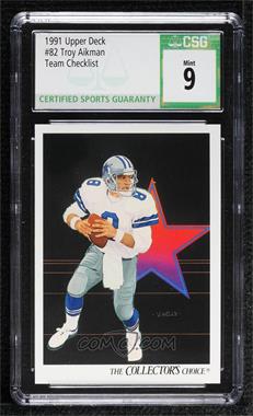 1991 Upper Deck - [Base] #82 - Troy Aikman [CSG 9 Mint]