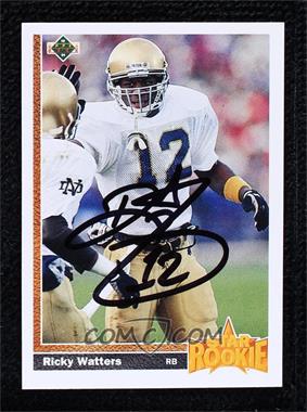 1991 Upper Deck - [Base] #9 - Ricky Watters [BAS Beckett Auth Sticker]