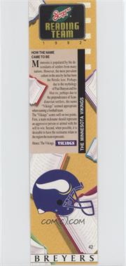 1992 Breyers The Reading Team Bookmarks - [Base] #42 - Minnesota Vikings