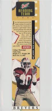 1992 Breyers The Reading Team Bookmarks - [Base] #7 - Jerry Rice