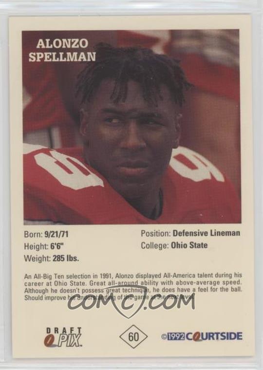1992 Courtside Draft Pix Base 60 Alonzo Spellman