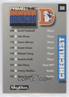 1992 Skybox Primetime - [Base] #350.1 - Checklist - Denver Broncos, Detroit Lions