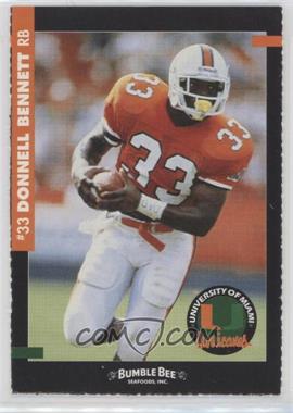 1993 Bumble Bee Miami Hurricanes - [Base] #33 - Donnell Bennett