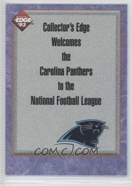 1993 Collector's Edge - [Base] #326 - Carolina Panthers Team