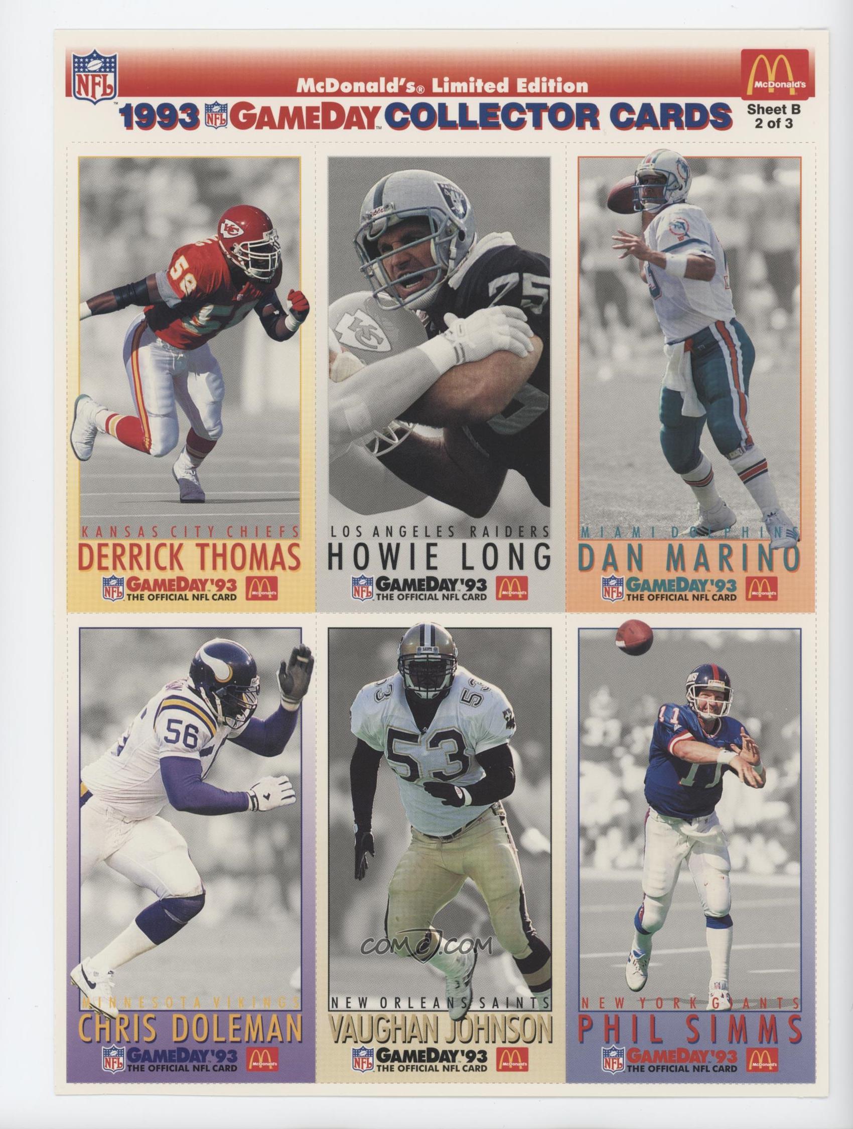 1993 Fleer McDonald's NFL GameDay - Sheets #MCDB-2AS - Derrick Thomas, Howie Long, Dan ...1700 x 2250