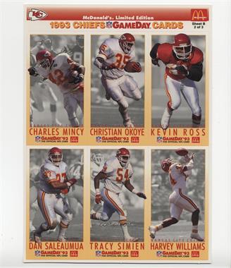 1993 Fleer McDonald's NFL GameDay - Sheets #MCDB-2KC - Charles Mincy, Christian Okoye, Kevin Ross, Dan Saleaumua, Tracy Simien, Harvey Williams